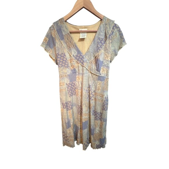 Vintage Faded Glory Womens Nylon/Polyester Short Sleeve V-Neck Patterned Dress S - Picture 1 of 5